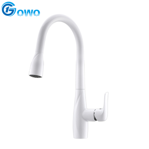 White Color Zinc Alloy Material Modern Style ABS Spray Pull Down Kitchen Faucet