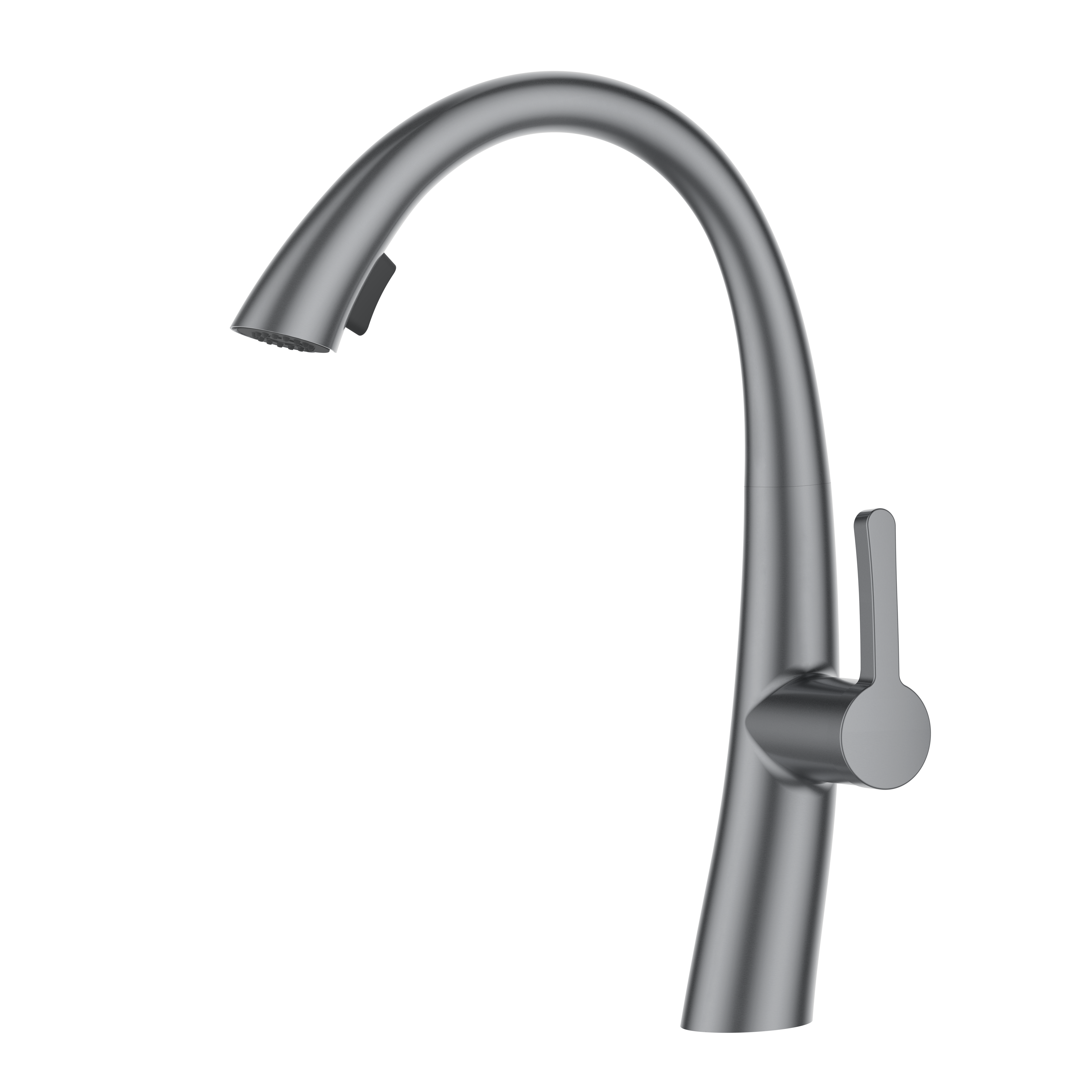 Swan Pearl Gray Long Neck Kitchen Faucet Modern Style 