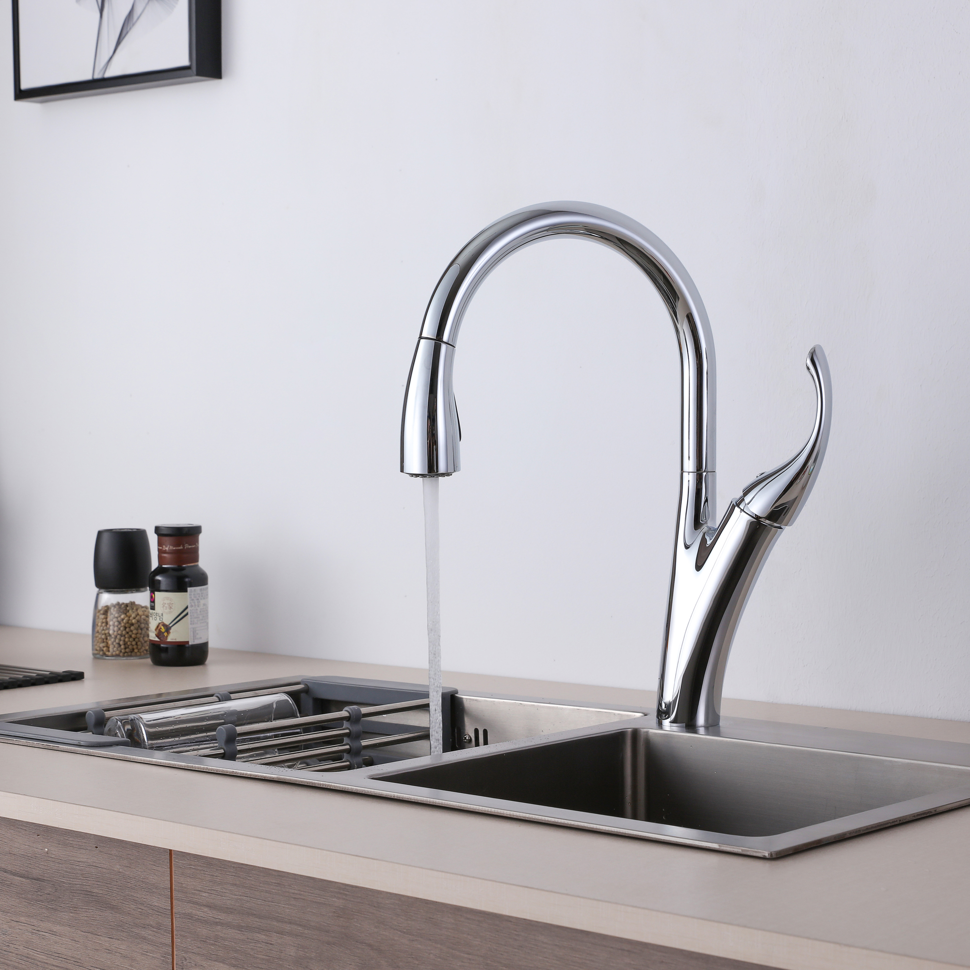 Originality Style Pull Down Zinc Stainless Steel Kitchen Mixer Faucet