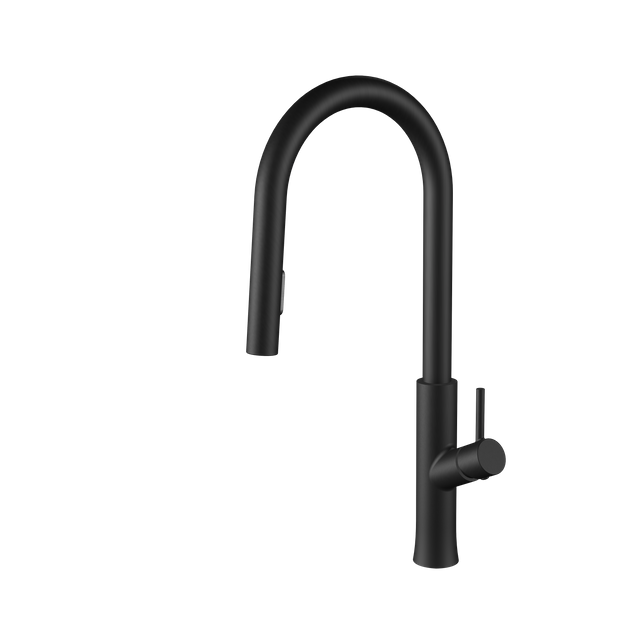 Grifo de cocina extra&iacute;ble de lat&oacute;n negro mate 