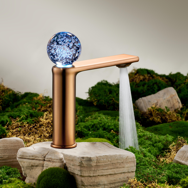Bateria umywalkowa Crystal Ball - Nowoczesna bateria łazienkowa w kolorze szarego pistoletu | GOWO 5138-RG