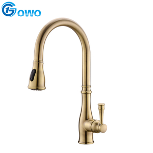 Yellow Bronze Color Antique Style Zinc Body Pull Down Spray Kitchen Sink Faucet