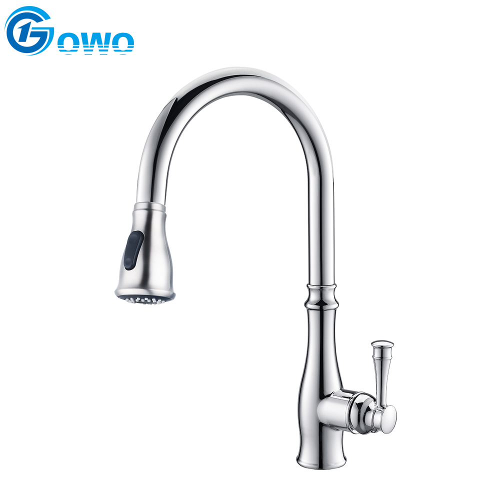 Yellow Bronze Color Antique Style Zinc Body Pull Down Spray Kitchen Sink Faucet