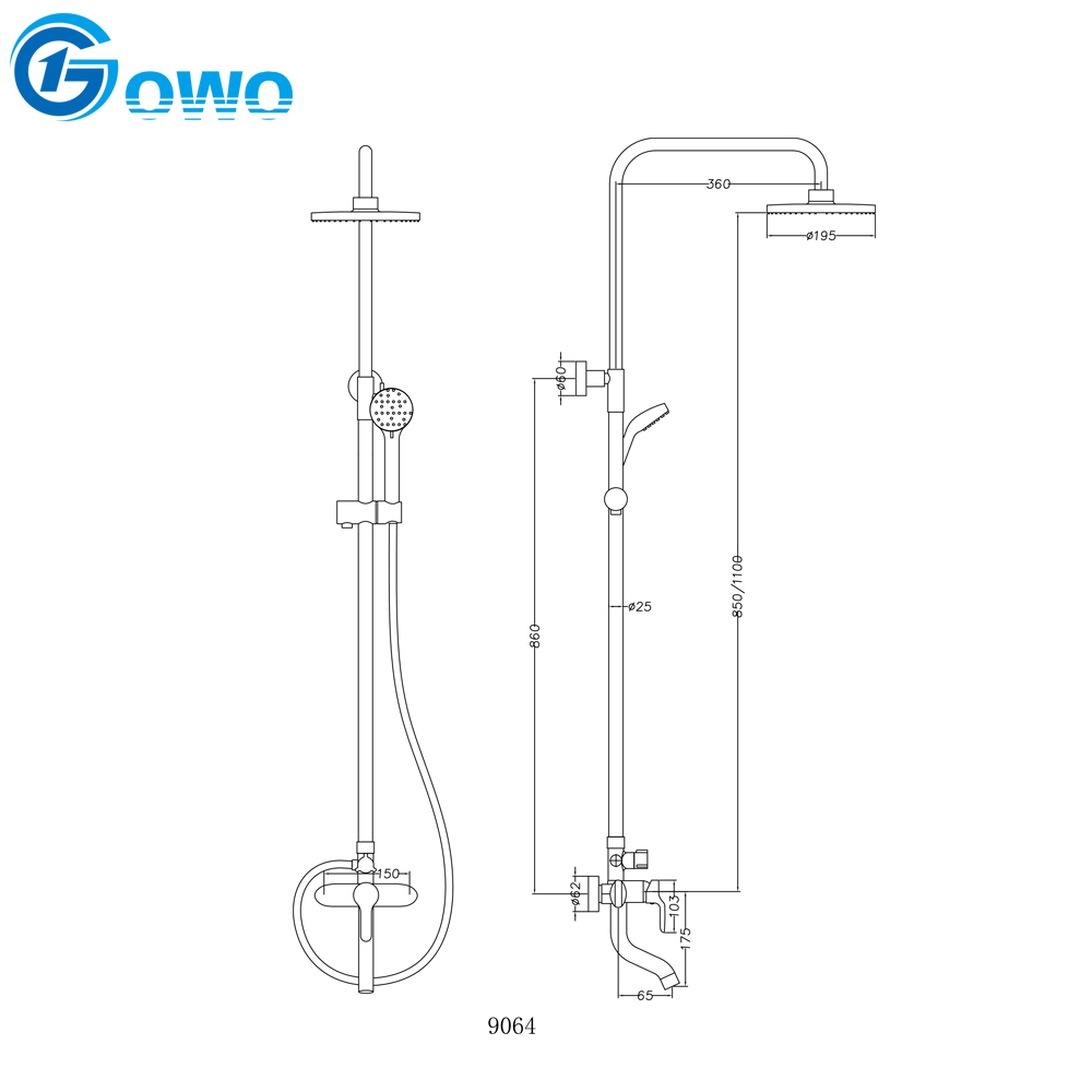 Brass Faucet Stainless Steel Chrome Shower Pipe Bath Shower Faucet Set