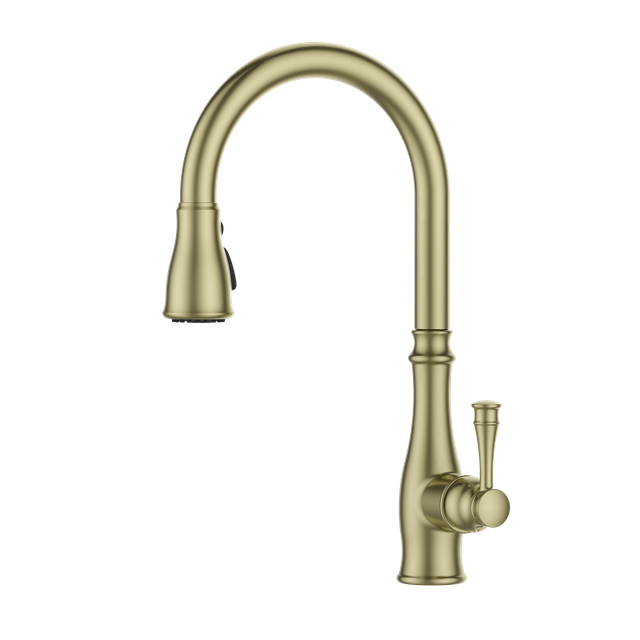 El mejor grifo de cocina abatible de dise&ntilde;o europeo dorado mate usado en el hogar 