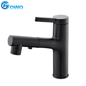 Ceramic Basin Pull-out Spray Washing Lavatory Black Bathroom Faucet