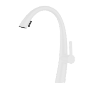 White Kitchen Faucet Swan Modern Style 