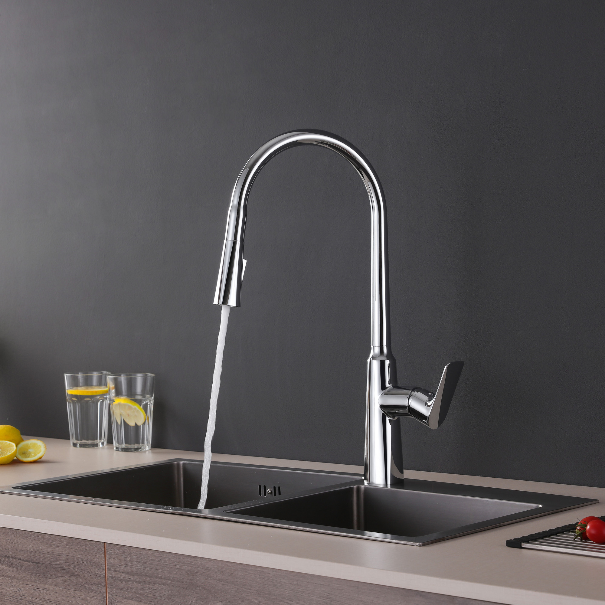 Simple Style Brass Good Quality Luxury Sink Pull Down Kitchen Faucet