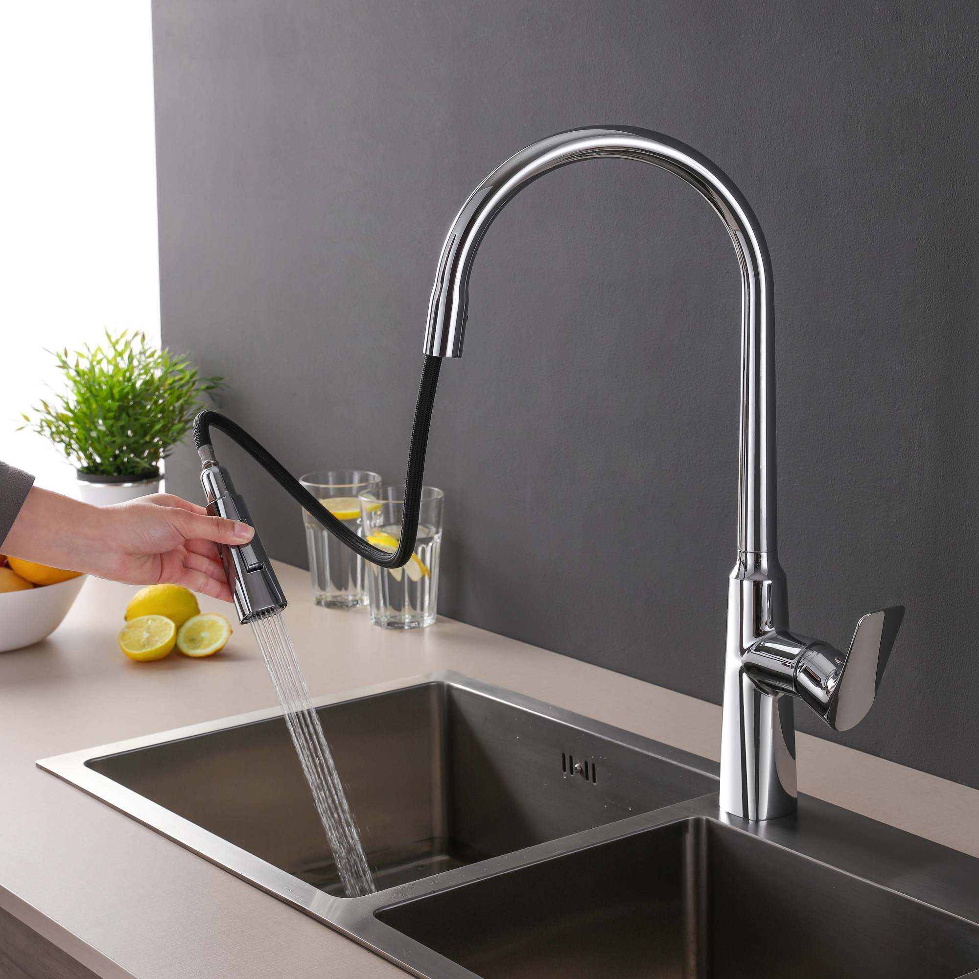 Elegant Customizable Hot Sale Factory Make for Water Pull Down Kitchen Washing Faucet