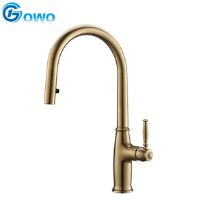 Gold Brushed Treatment Brass Material Antique POM Sprayer Faucet for Kitchen Sink