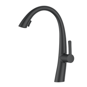Black Long Neck Swan Kitchen Faucet Modern Style 