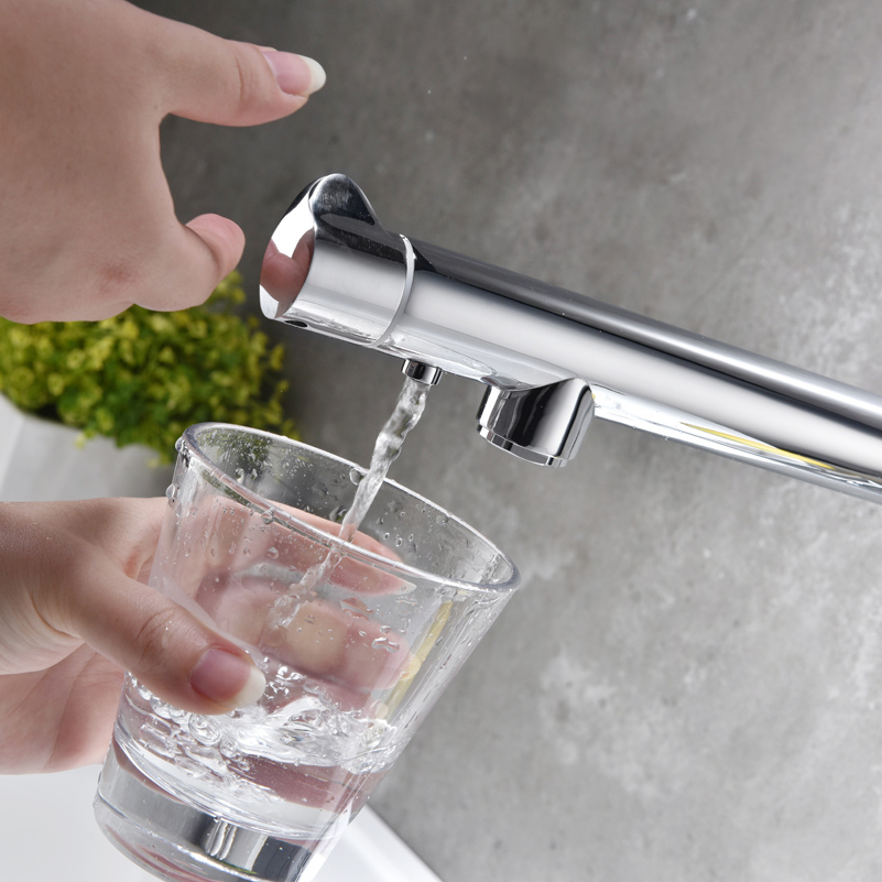  Filter Water Brass Kitchen Faucet Chrome