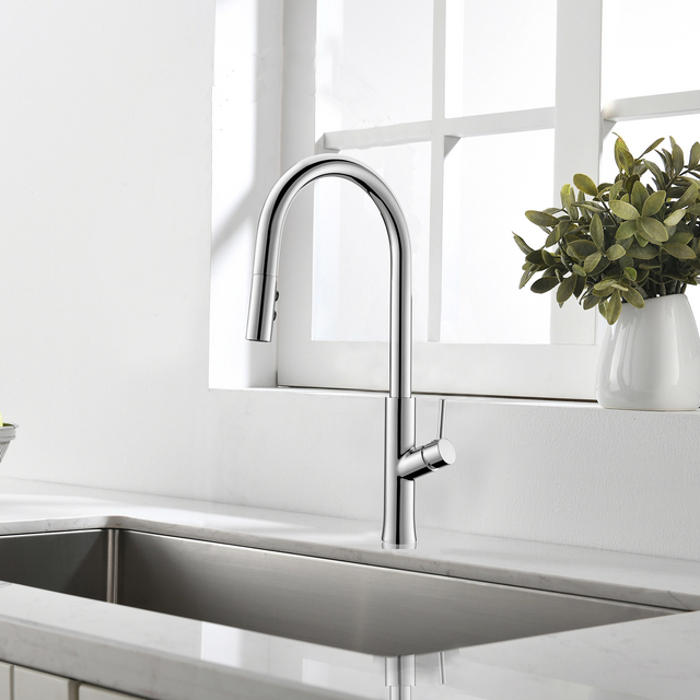 Grifo de cocina extra&iacute;ble de lat&oacute;n cromado | GOWO 6027-C