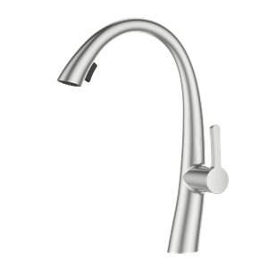 Brushed Nickel Kitchen Faucet Long Neck Swan Modern Style